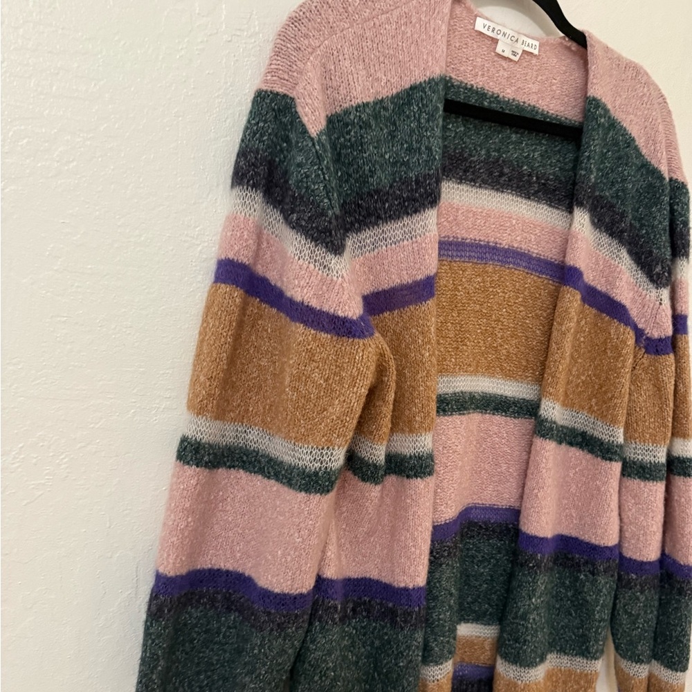 Veronica Beard Pink and Green Striped Cardigan - Picture 3 of 6